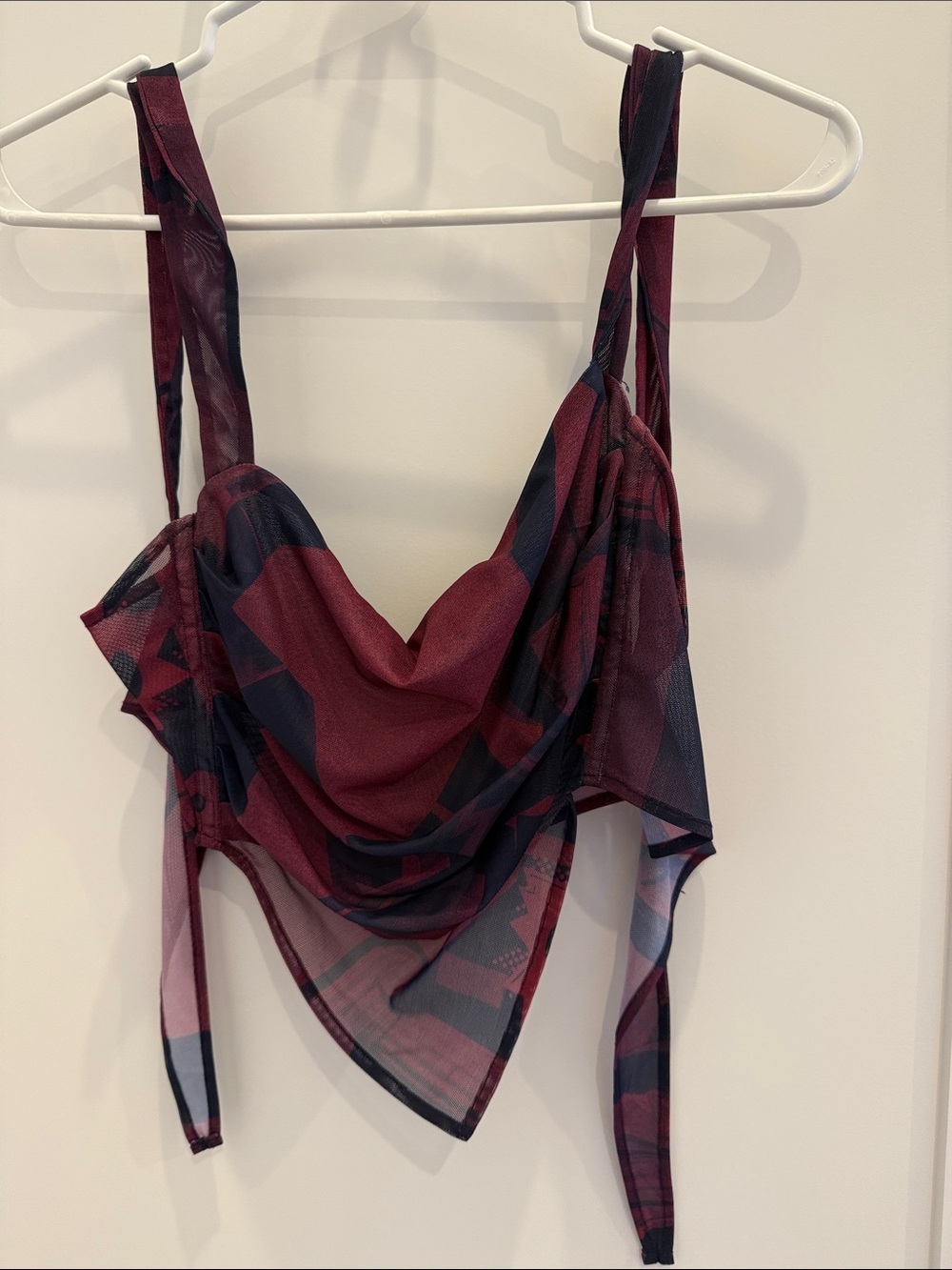 Miaou Burgundy and Black Sheer Draped Bandeau Top